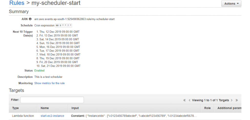 Amazon CloudWatch Events - Rule Details