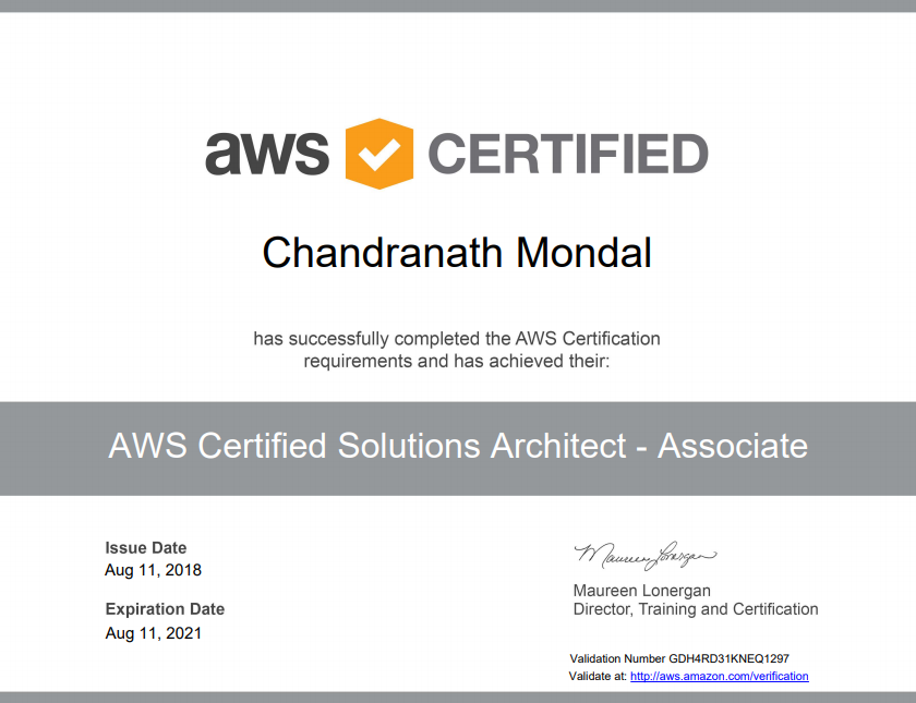 AWS Solution Architect Associate Certificate