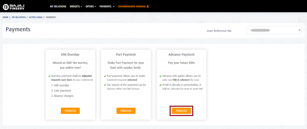 Bajaj Loan EMI Payment: Step 3