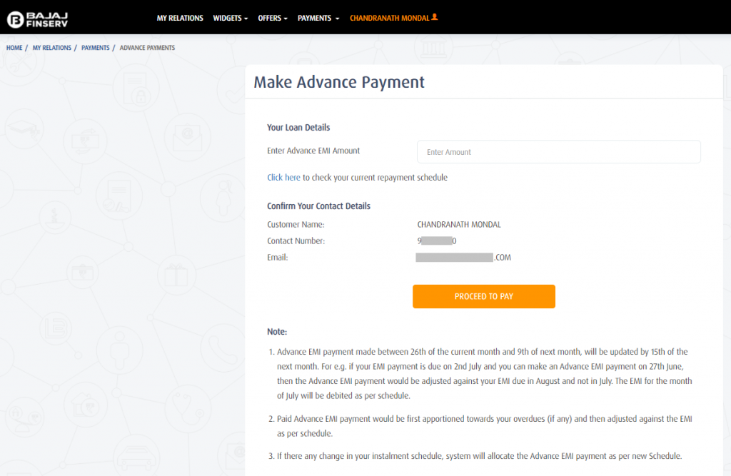 Bajaj Loan EMI Payment: Step 5