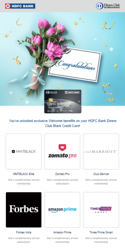 HDFC Diners Club Black Welcome Benefits